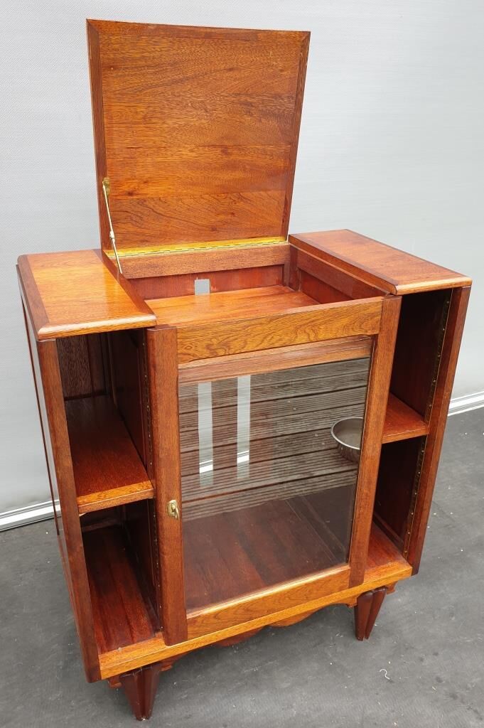 Meuble musique teck art déco pour vinyles