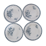 Set of 4 hollow plates in Iron Earth of Sarreguemines, model "Linnée".