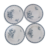 Set of 4 hollow plates in Iron Earth of Sarreguemines, model "Linnée".