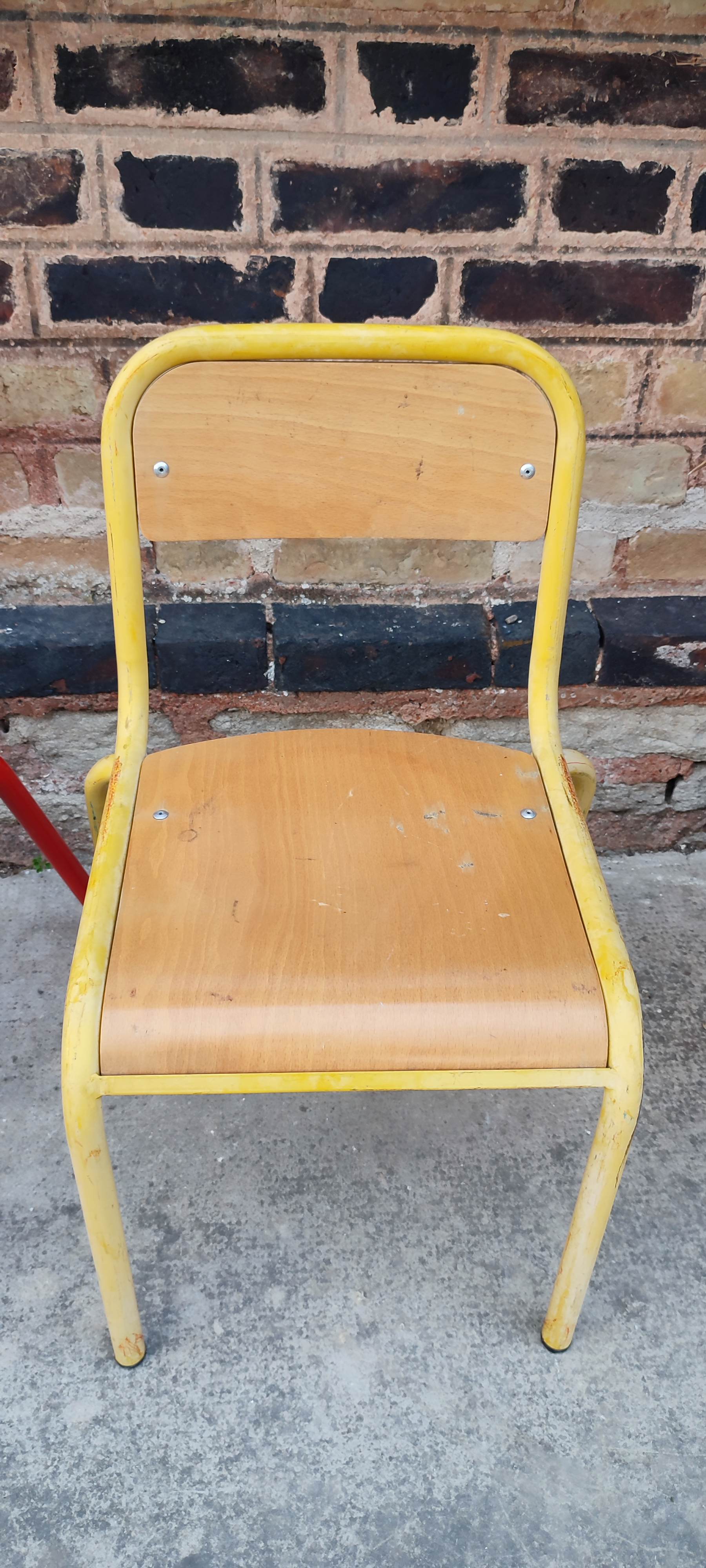 Set of three vintage children's school chairs