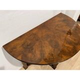 Biedermeier Demi-Lune Console Table in Walnut Veneer & Maple, Austria, 1830s