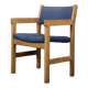 Chaise danoise vintage en chêne et tissu bleu du milieu du siècle par Hans J. Wegner pour Getama, années 1960