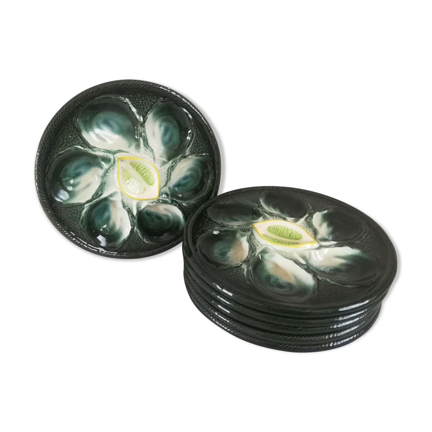 6 oyster plates Saint Clement 4589
