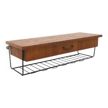 Tablette murale, chevet scandinave en teck, Suède, 1950
