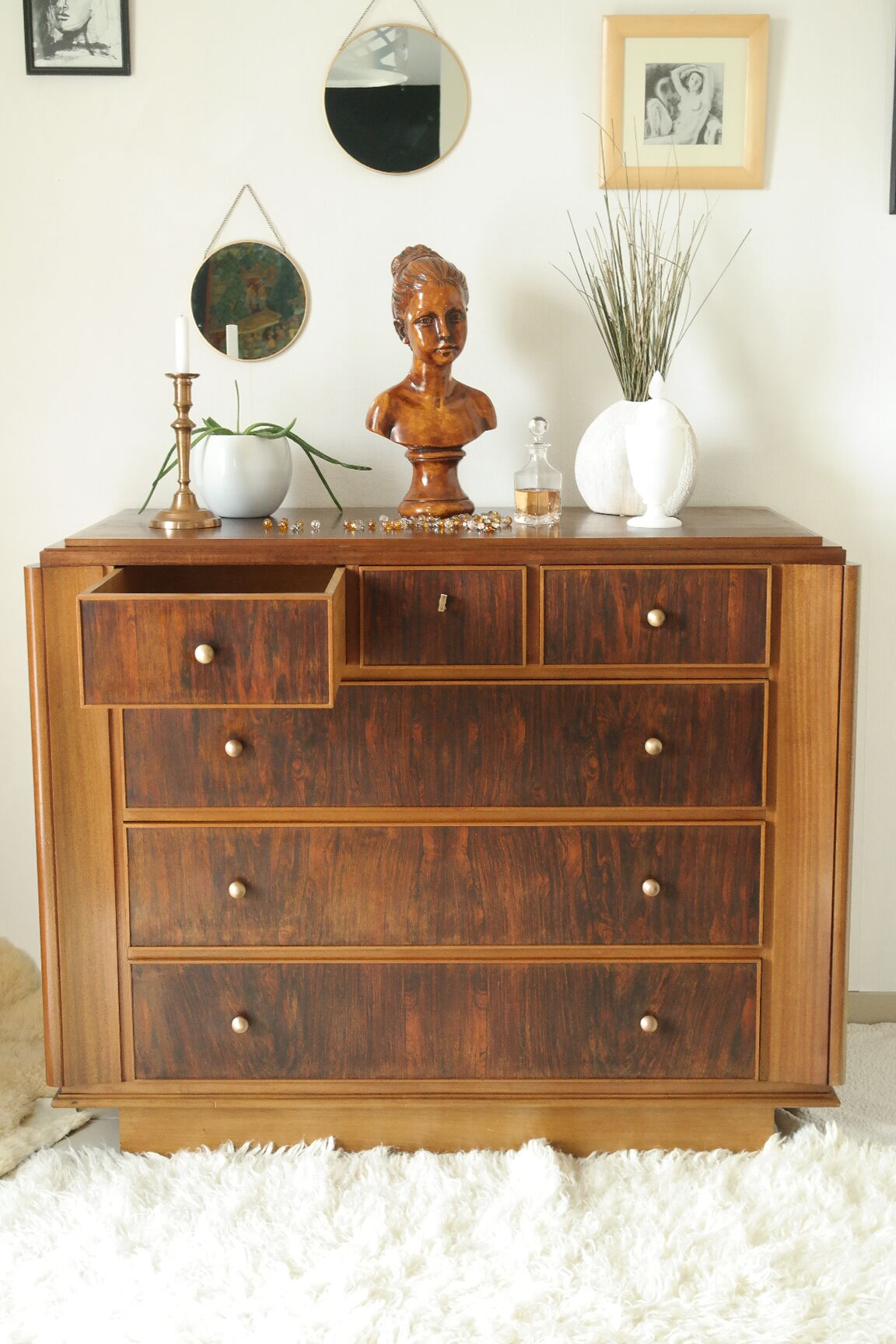 Commode art déco en palissandre et acajou