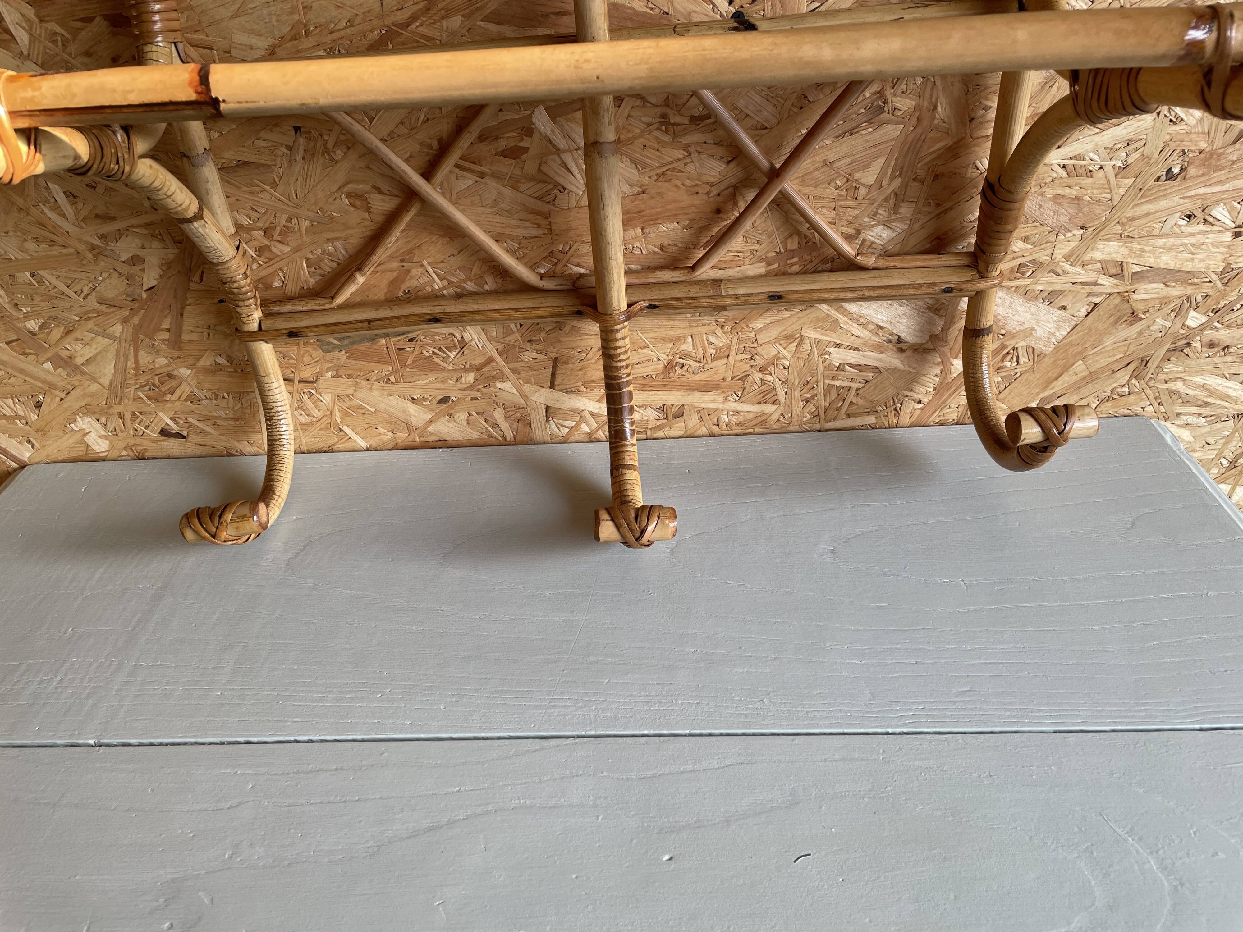 Rattan coat rack