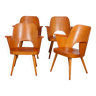 Lot de 4 fauteuils en bois par Lubomir Hofmann pour Ton, 1960