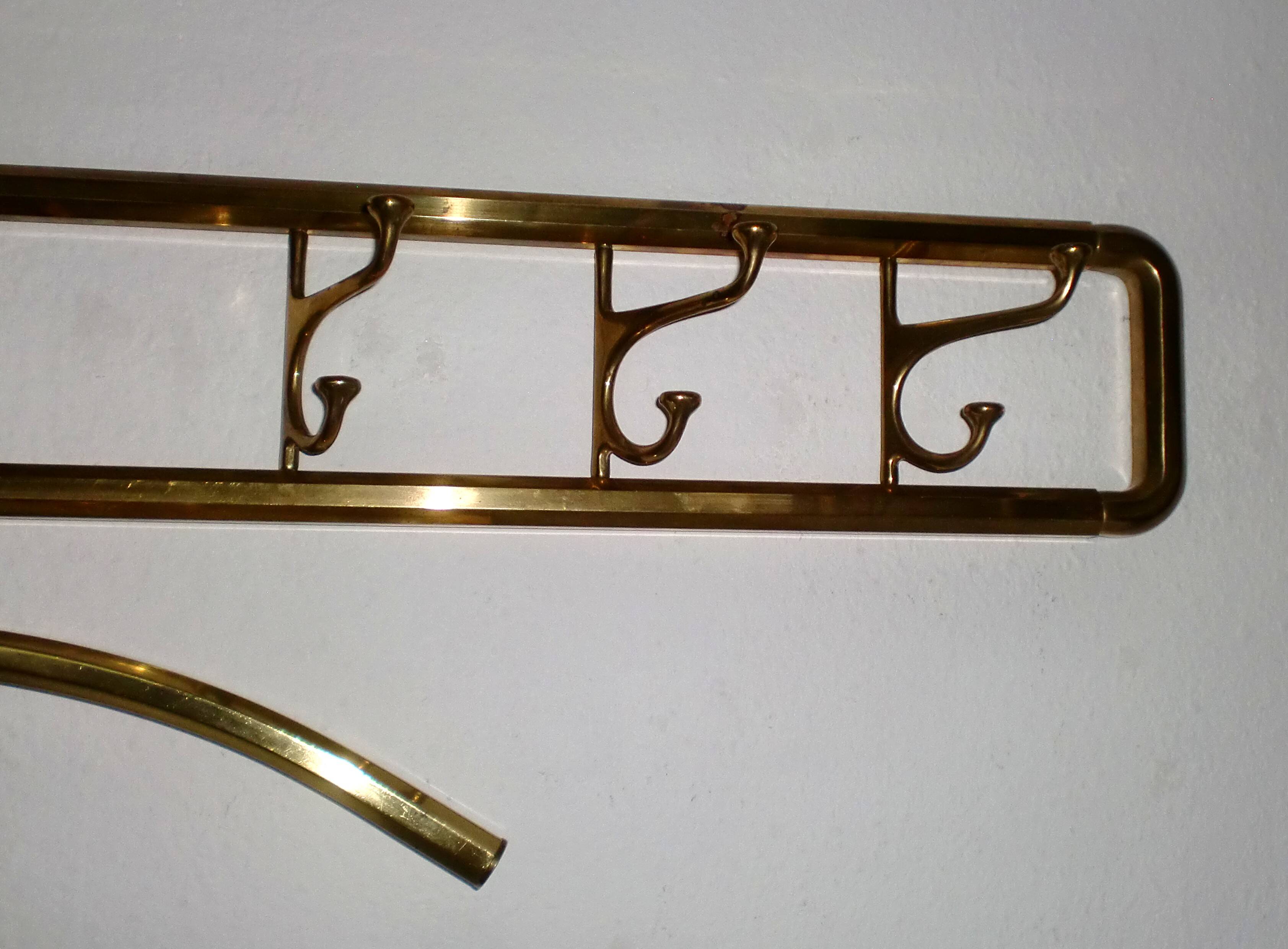 Art-Deco brass Coat Rack & one Hanger, France, 1940s