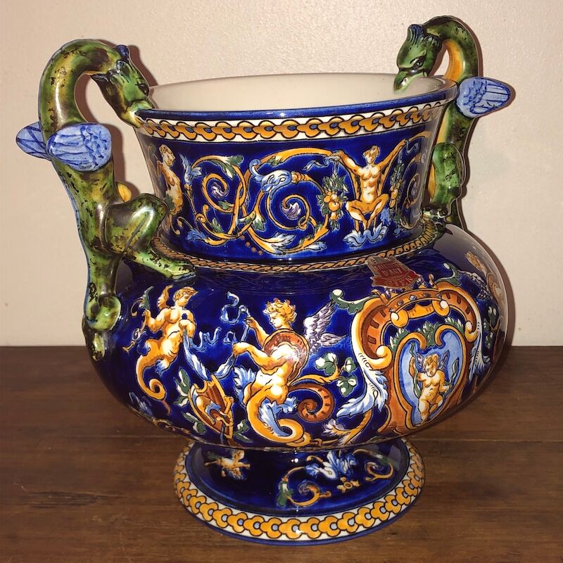 Big vase gien dragon coves blue renaissance décor