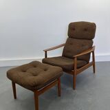 FD-164 Army Chair with Footstool by Arne Vodder for Cado, Set of 2