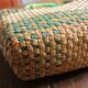 Panier vannerie vintage tressage vert anses scoubidou