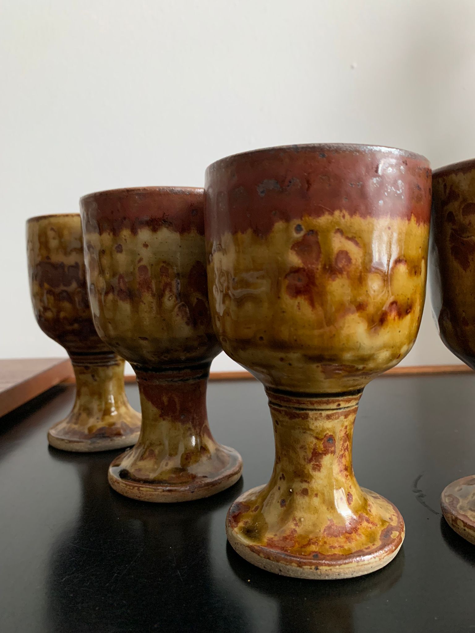 Grès mazagrans - 6 stoneware foot glasses - migeon la borde (cher)