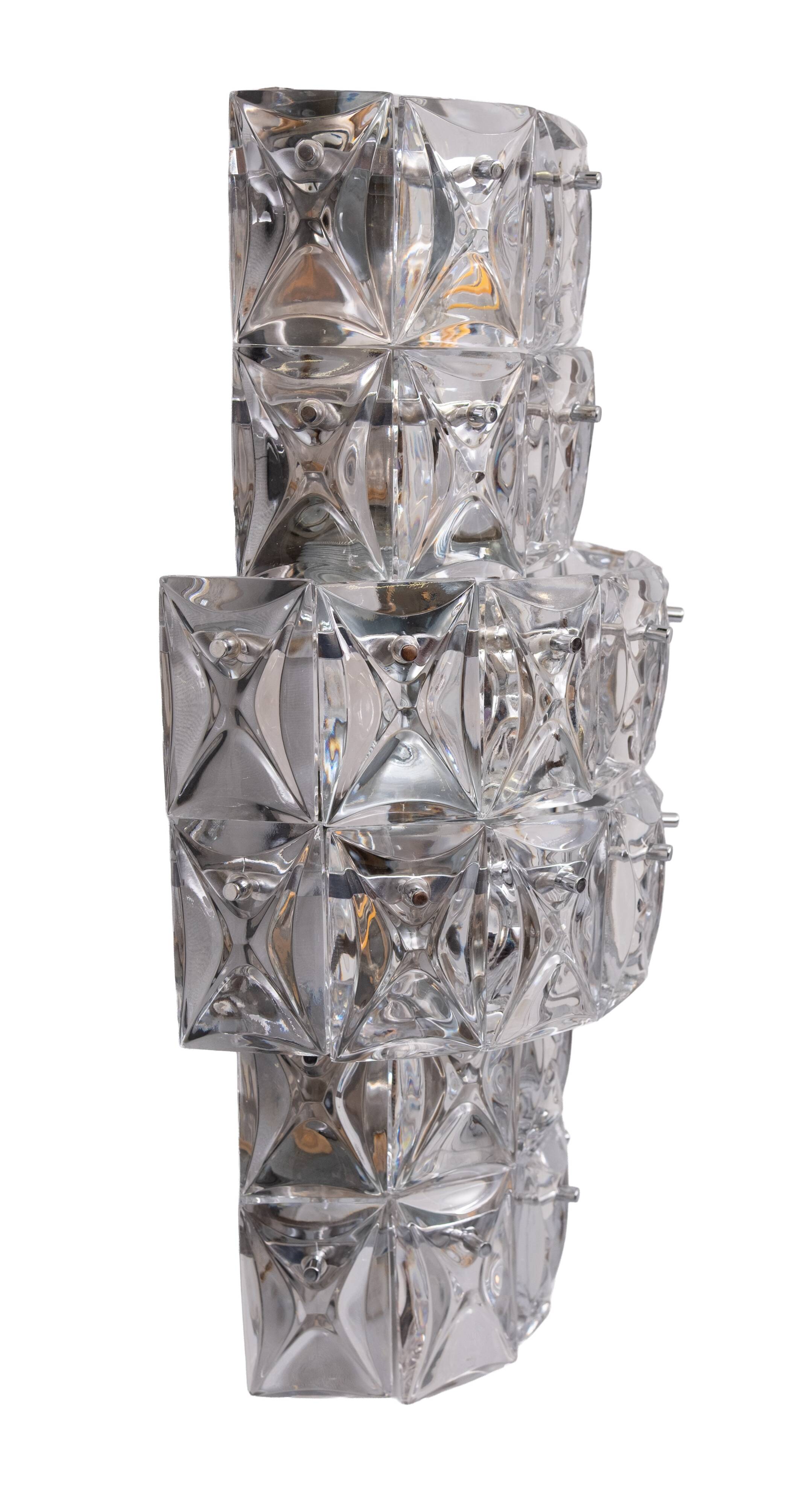 Grandes appliques murales en cristal Kinkeldy des années 1970, Allemagne.