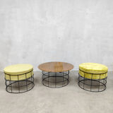 Tabourets et table basse vintage design danois en fil verner panton