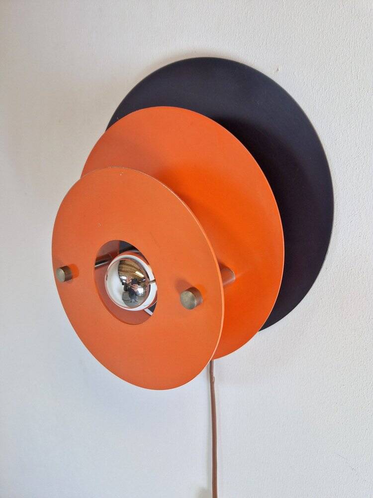 Mid-Century Metal Discus Wall Lamp attributed to Herda, 1960s
