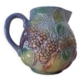 Ceramic pitcher salins france barbotine vintage retro