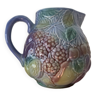 Ceramic pitcher salins france barbotine vintage retro
