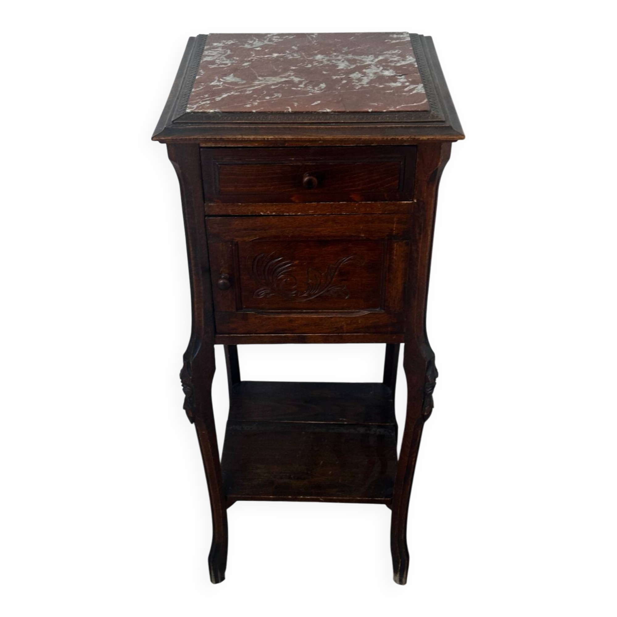 Nightstand / occasional table, late 19th century, wood and marble.