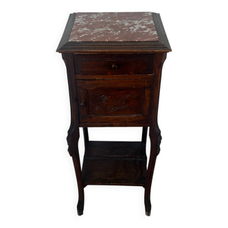 Nightstand / side table late 19th century Wood and marble