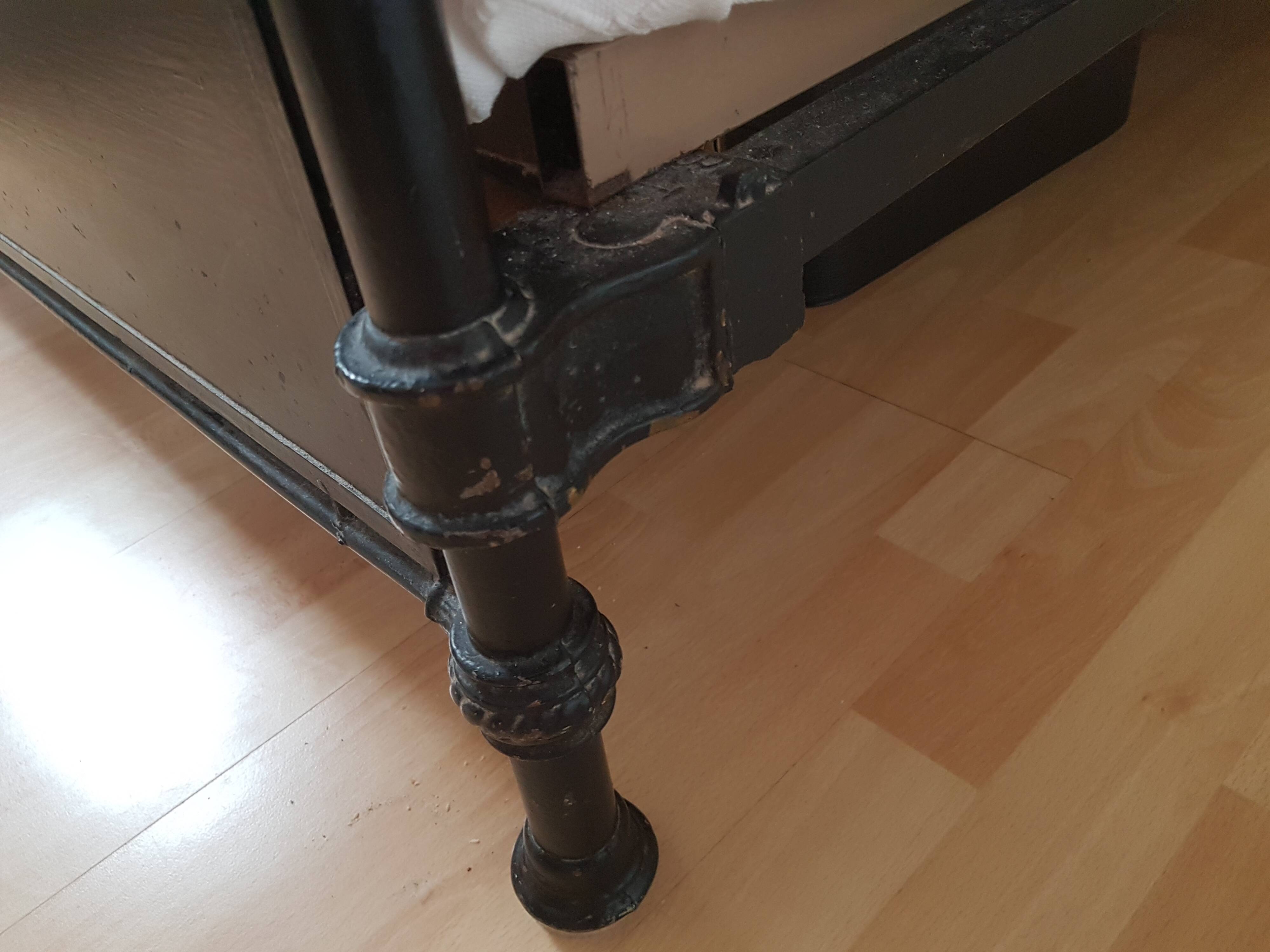 Old metal and brass bed frame + slatted base