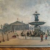 Adrien Raphaël Noulin huile sur toile Naïf/Paris,  la Concorde.