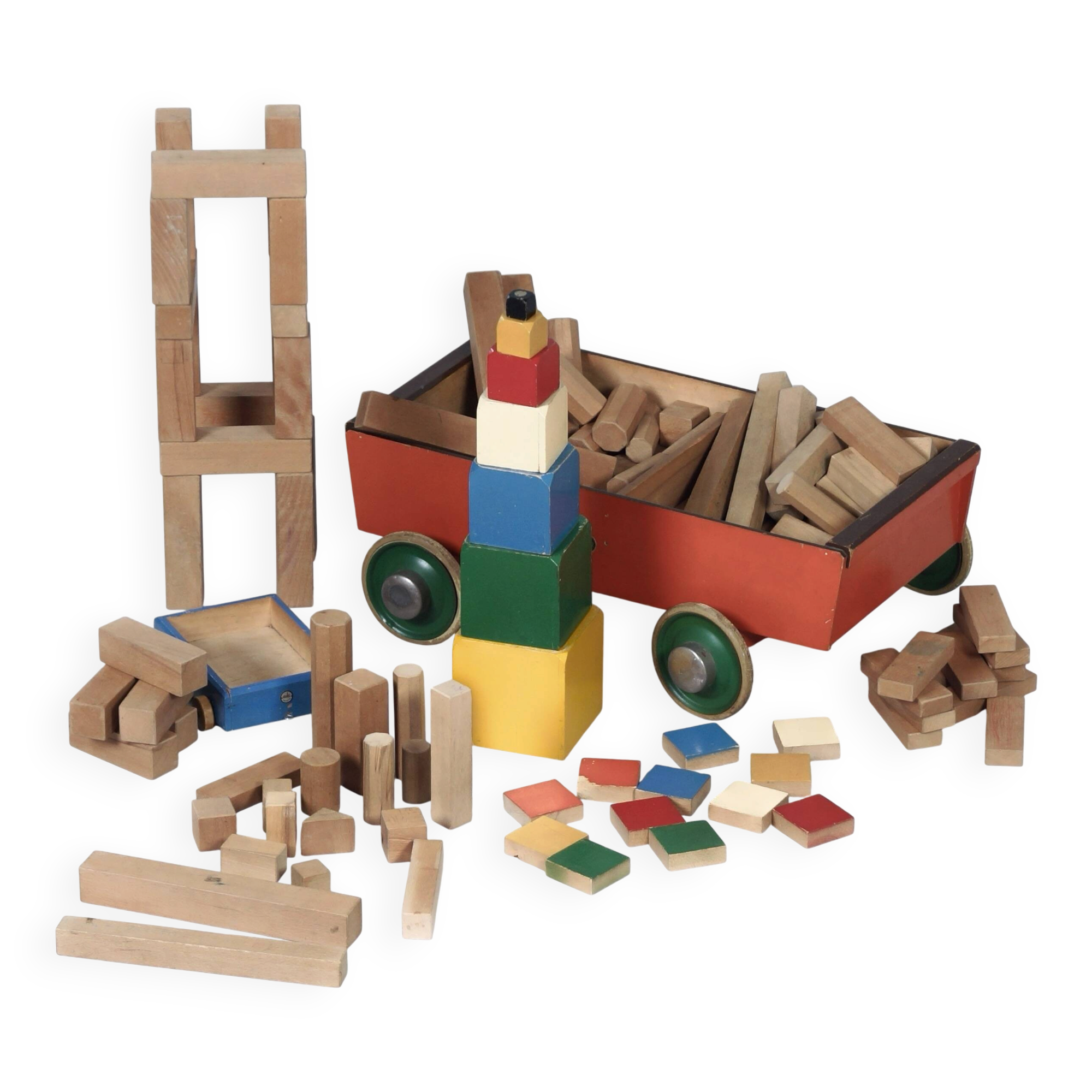 Block wagon 'Bouwmeester No. 117' by ADO, 1950s – large model, 123 pieces