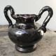 Black Ceramic Vase, pink inside color, signed