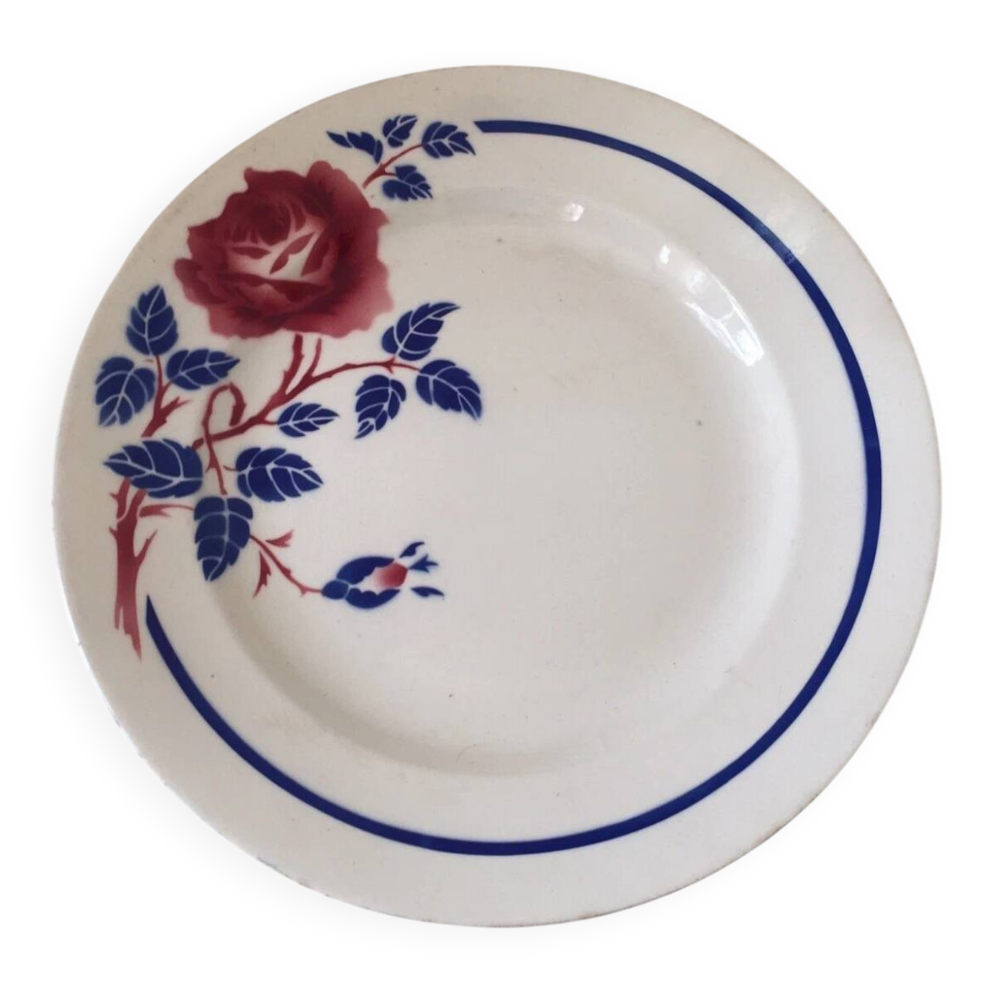 Plat de service en terre de fer Digoin KG, décor Chantal