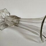 Art-Deco high foot vase in molded crystal early twentieth century