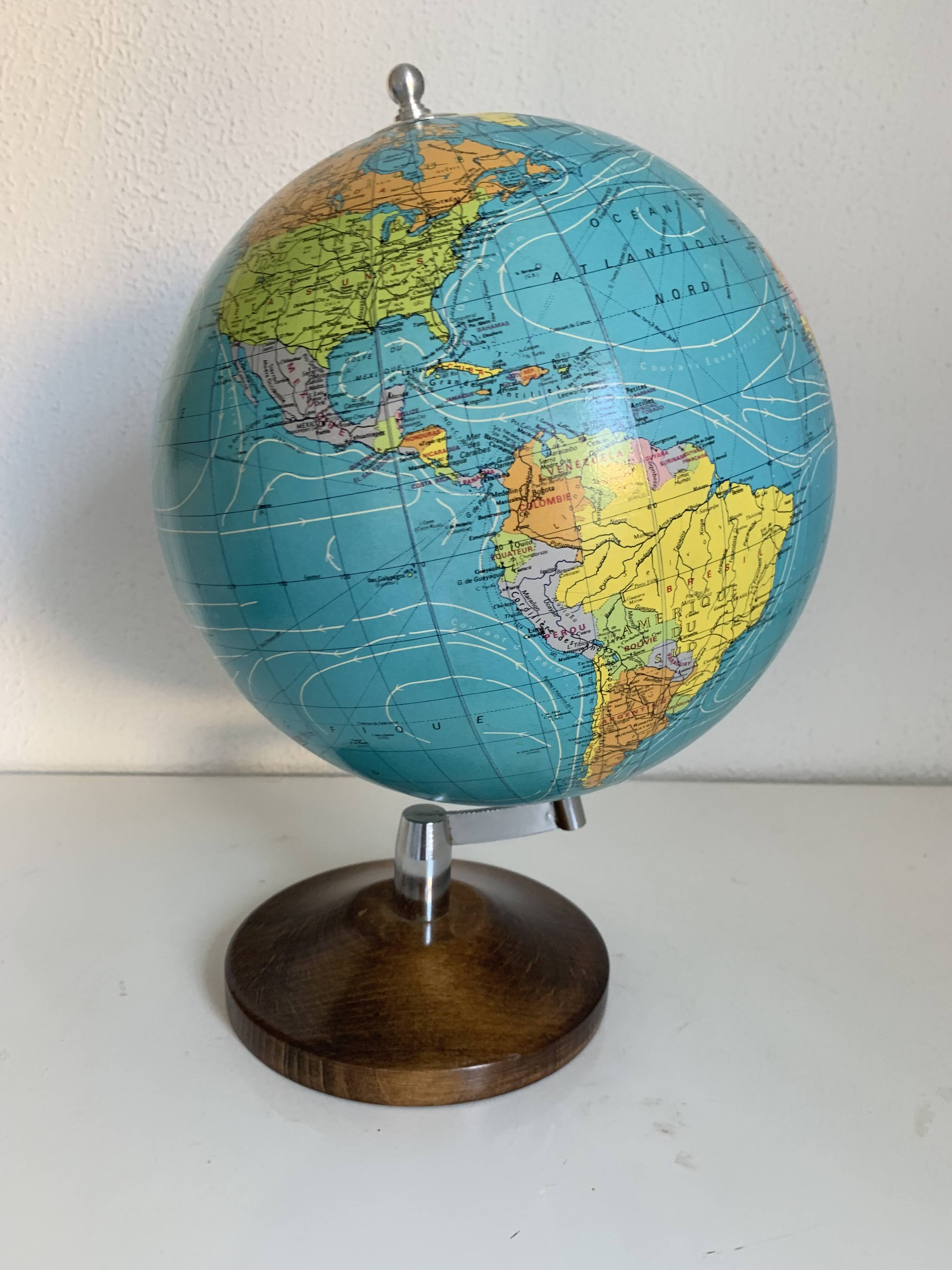 Vintage 1985 terrestrial globe Taride wood - 37 cm