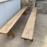 Pair of solid oak wood farmhouse benches 250cm rustic 1900