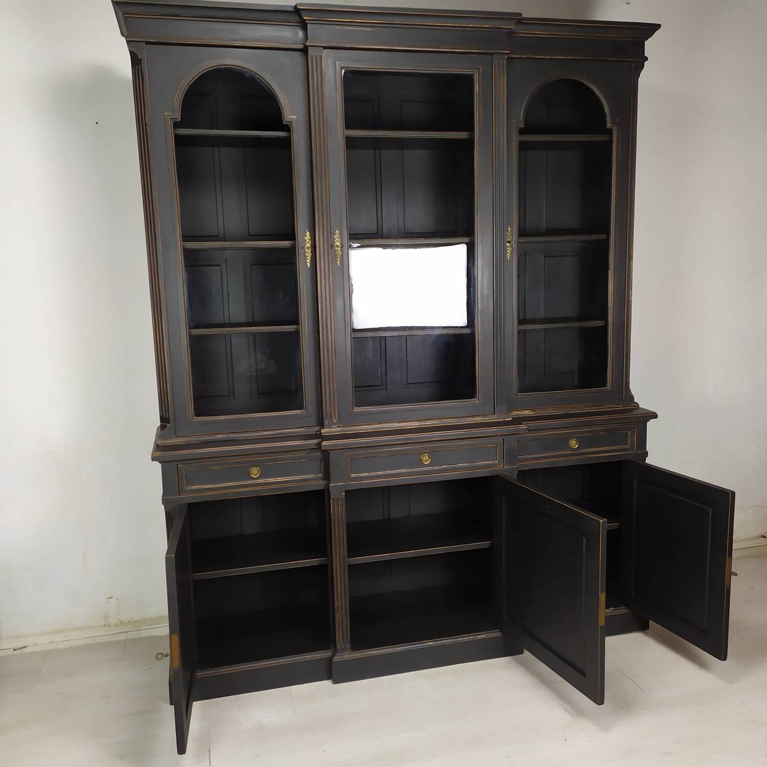 Louis XVI style black bookcase