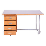 Bureau restauré en chêne Bauhaus, Hynek Gottwald, Chrome, Tchéquie, années 1930