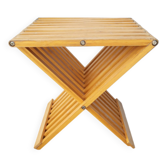 Folding wooden stool