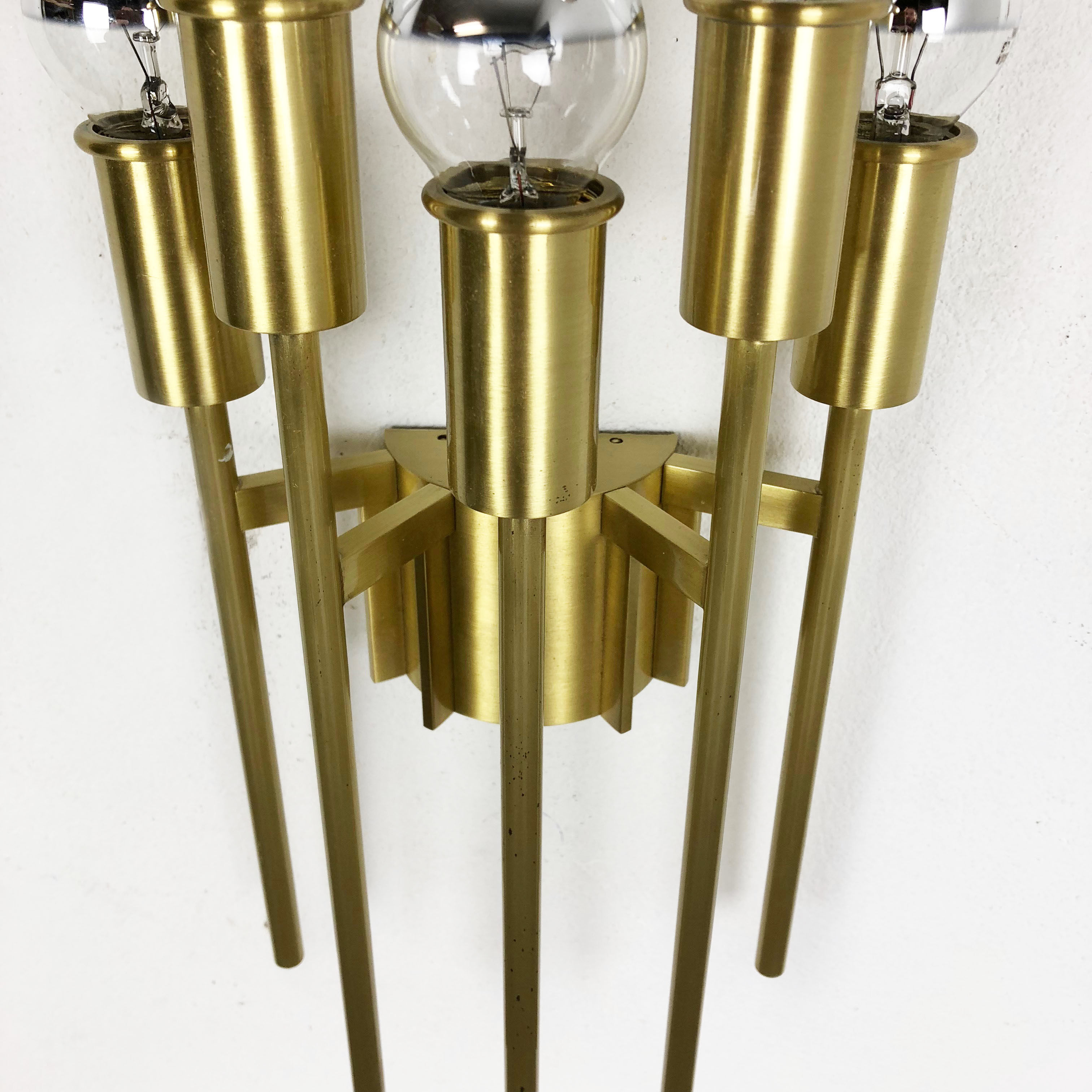 Brass Italian Stillovo Style Theatre Wall Ceiling Light Sconces, Italy, 1970s