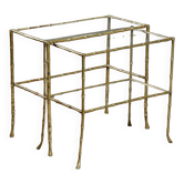Tables basses vintage en laiton forme bambou, design années 1960