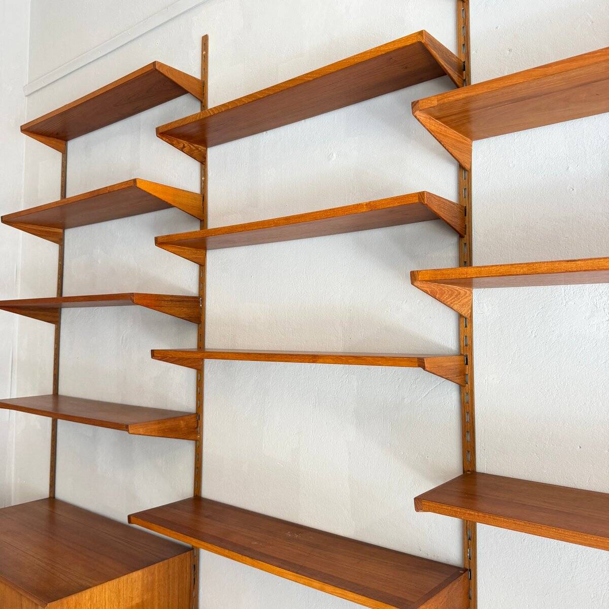 Large modular teak wall system by Kai Kristiansen, Denmark, 1960s