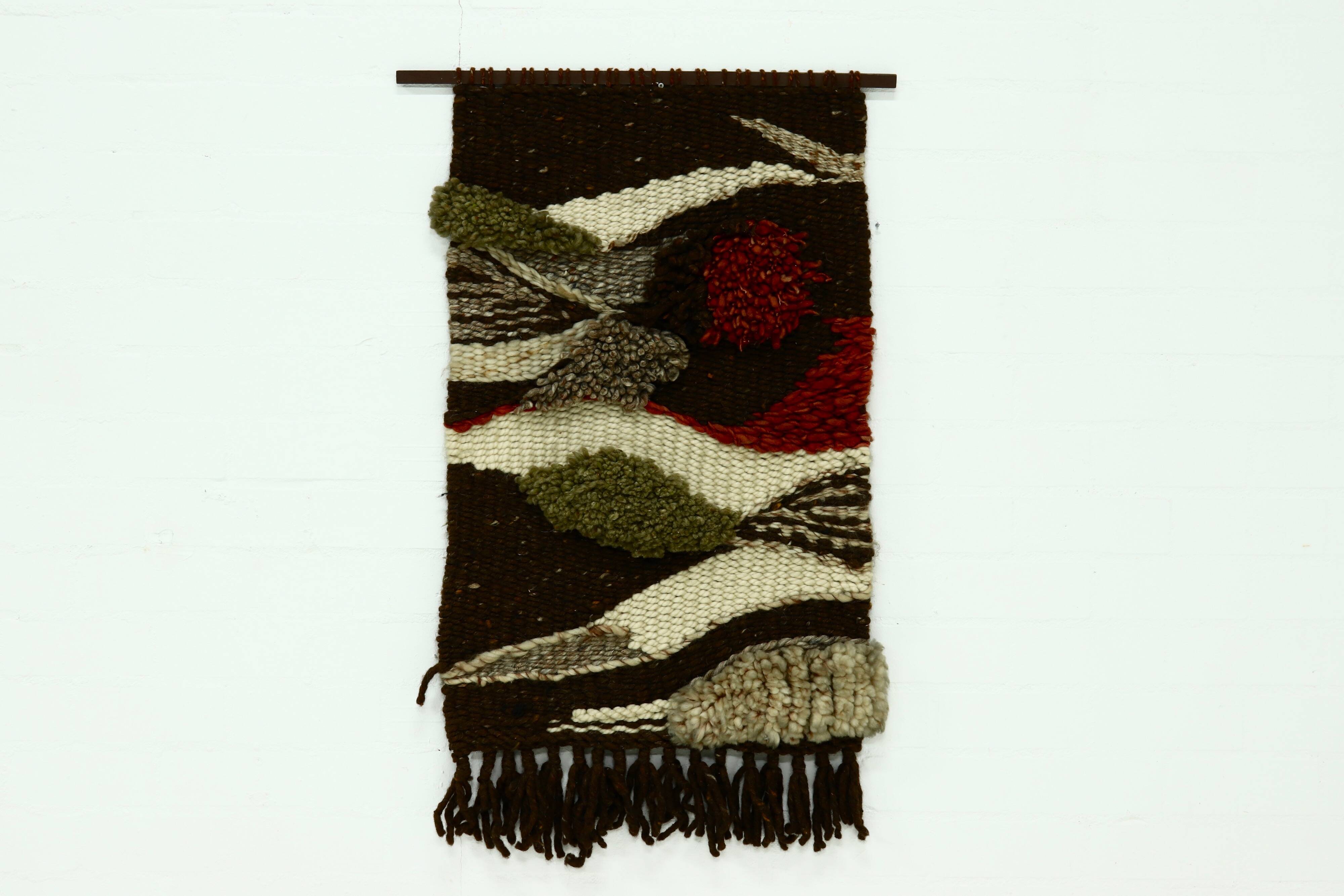 Vintage Hand Knotted Wool Tapestry 1960s