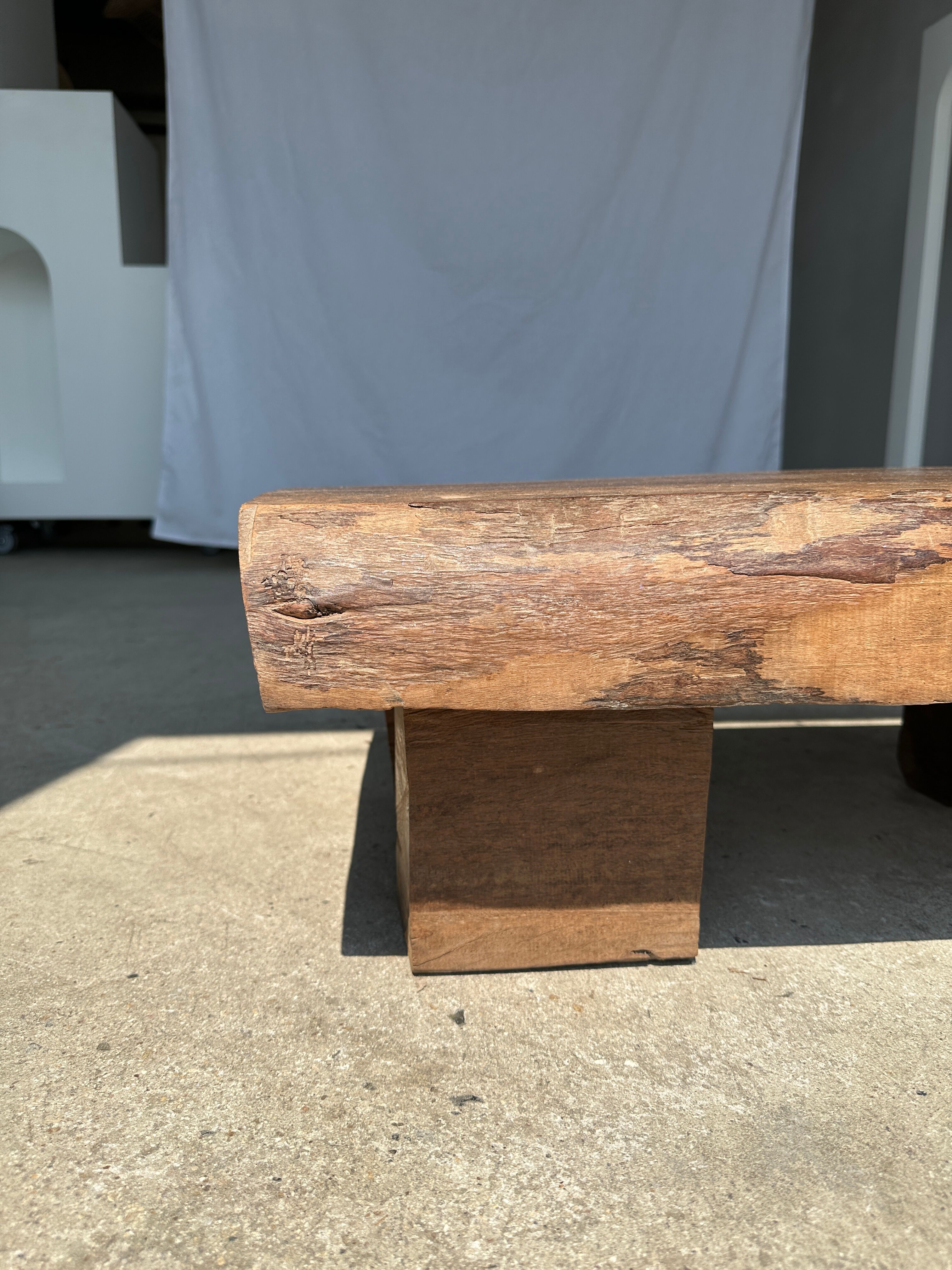Asian solid wood quadripod brutalist coffee table H30 L81 l42