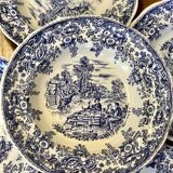 Set of 5 blue plates Lunéville & KG