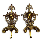 2 patères cariatides en laiton massif Art Nouveau Jugendstil