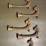 Pairs of 2 old hooks for brass tiebacks