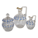 3 Antique Pieces Cut Crystal, Enameled - Early 20th Century