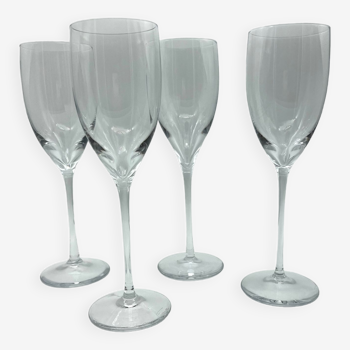 Lot de 4 flutes à champagne Daum cristal