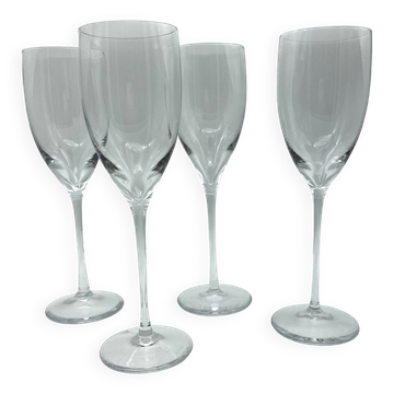 Lot de 4 flutes à champagne Daum cristal