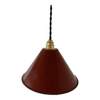 Old enameled metal pendant light