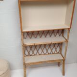 Bookcase shelf in bamboo and vintage rattan