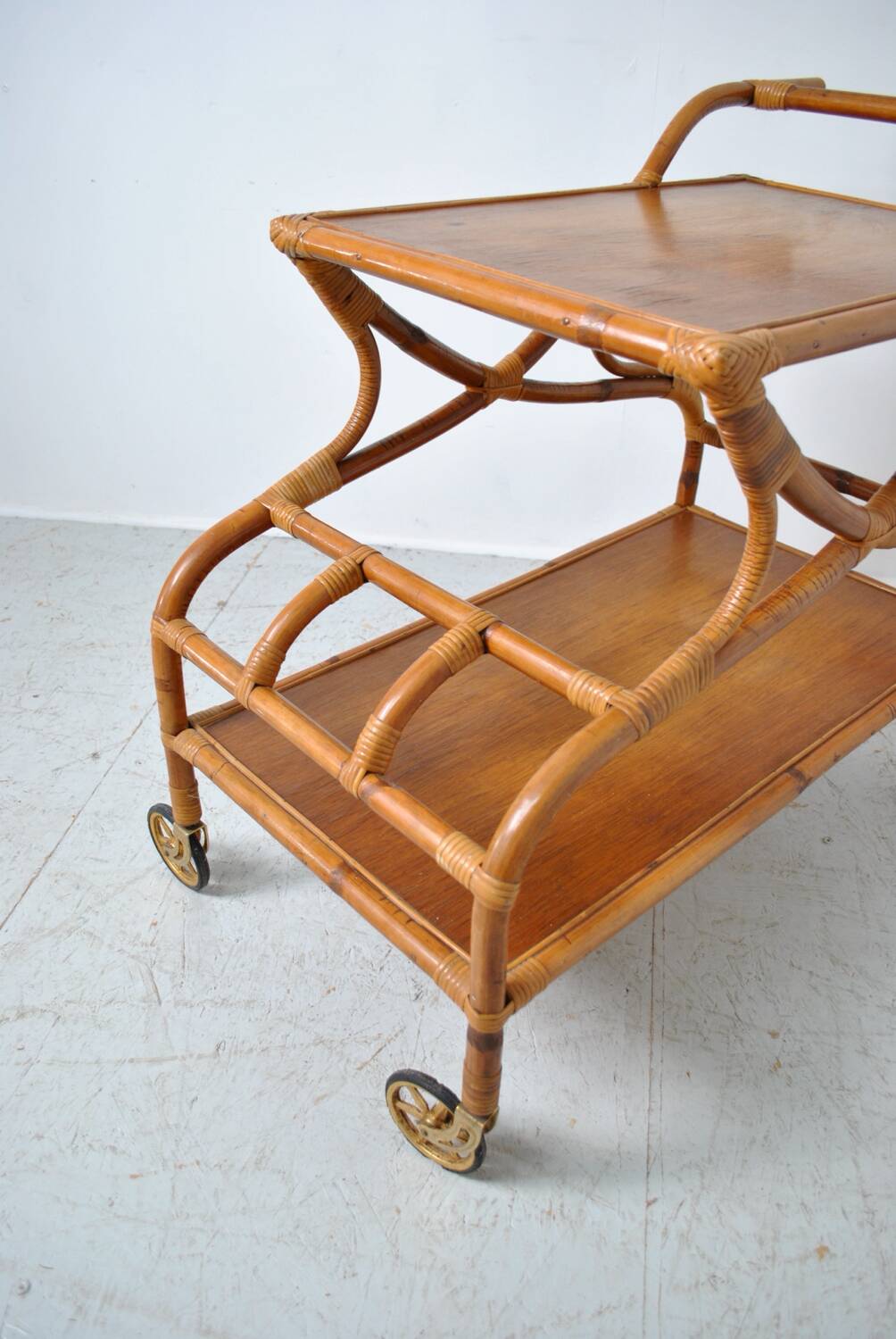 Rattan serving trolley 1970