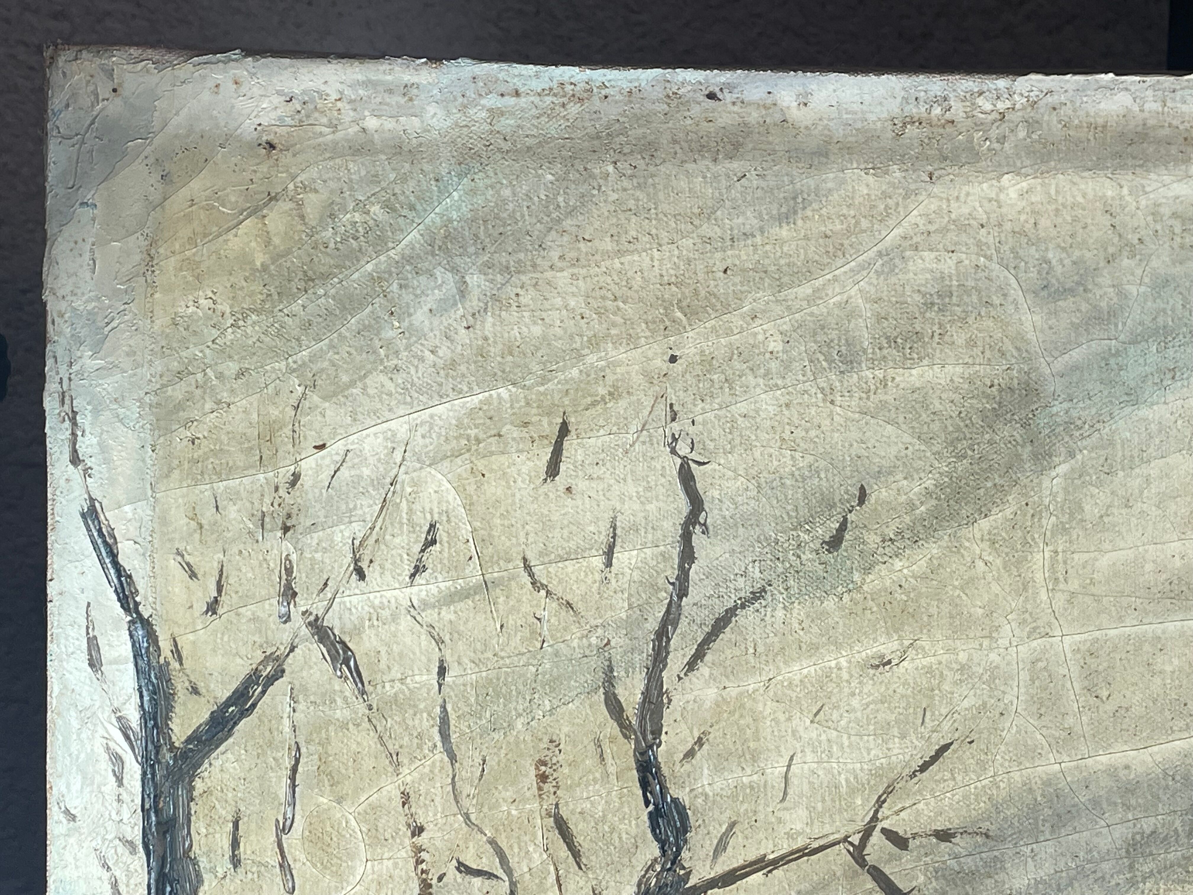 Painting without frame Oil on canvas Signed JP Salaun 65 village alley