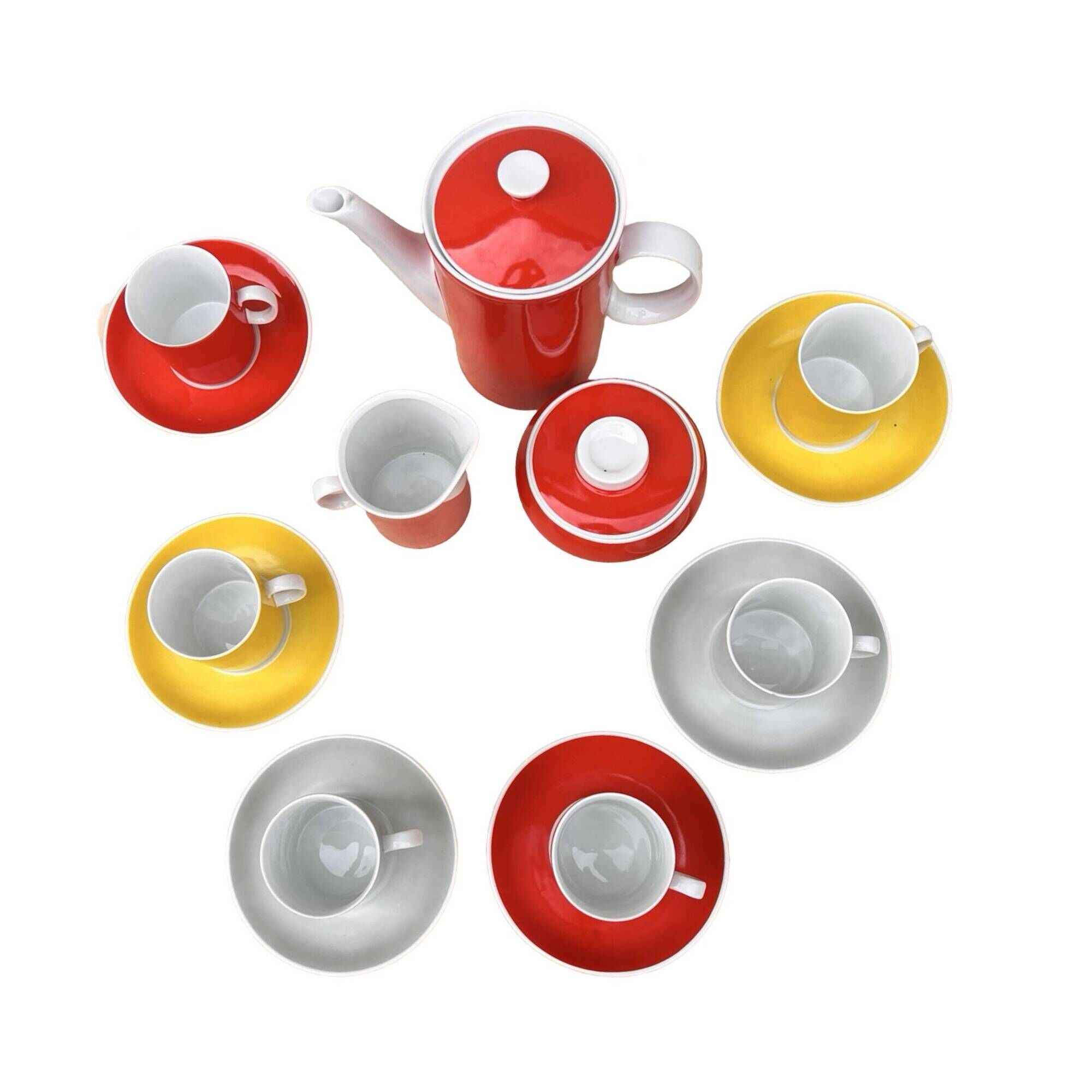 Coffee service for 6 people, milo designed by a. sadulski, karolina table porcelain plant, poland, 1